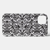 Coques Case-Mate iPhone un motif cachemire noir et blanc (Verso (horizontal))