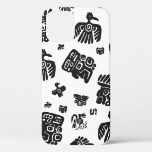 Case-Mate iPhone Case Un motif maya vintage sans couture. Dents noir et