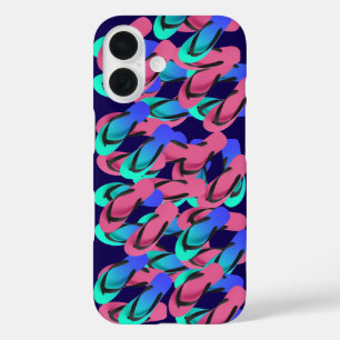 Coques iPhone 16 Un Pile De Flip Flops Bleu Amusant