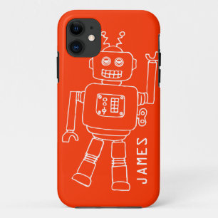 Case-Mate iPhone Case Un robot amusant nommé orange et blanc garçons