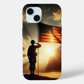 Coques Case-Mate iPhone Un Soldat Américain Salue Le Drapeau (Verso)