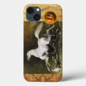 Coques Case-Mate iPhone Un Stallion Arabe Gris Gallophile Avec Un Monogram (Verso)