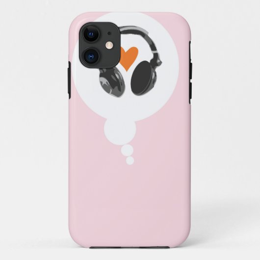 Coques Case-Mate iPhone Une bulle de pensée avec un coeur et des écouteurs (Dos)