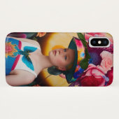 Coques Case-Mate iPhone Une dame avec un casquette solaire à fleurs (Dos (Horizontal))