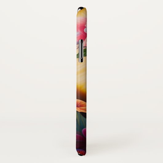 Coques Case-Mate iPhone Une dame avec un casquette solaire à fleurs (Dos/Droite)