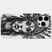 Coques Case-Mate iPhone Une féroce guerrière indienne ornée de plumes (Verso (horizontal))