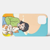 Coques Case-Mate iPhone Une fille avec son chat adorable (Verso (horizontal))