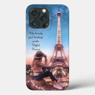 Case-Mate iPhone Case Une fille romantique regardant la Tour Eiffel