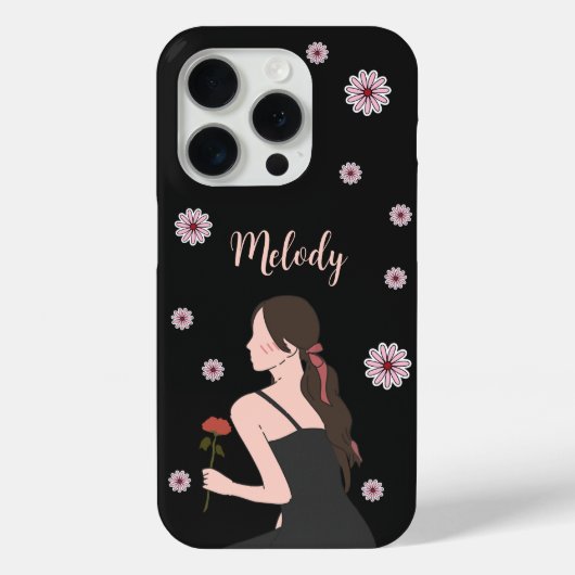 Coques Case-Mate iPhone Une fille Rose à la fleur rose (Verso)