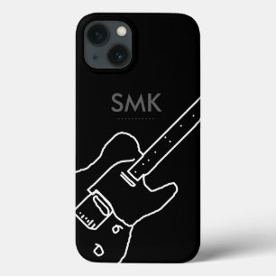 iPhone 13 Coque une guitare avec des initiales de nom