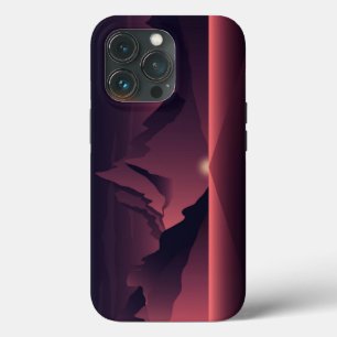 Case-Mate iPhone Case Une illustration de coucher de soleil en montagne