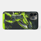 Coques Case-Mate iPhone Une illustration de ligne dynamique néon vert d'un (Dos (Horizontal))