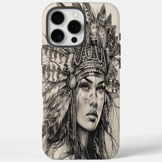 Coques Case-Mate iPhone Une jeune Indienne plumée guerrière dans la nature (Verso)