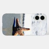 Coques Case-Mate iPhone Une seule étoile de poisson blanchie à la terre pu (Verso (horizontal))