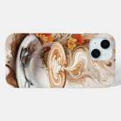 Coques Case-Mate iPhone Une tasse de cappuccino avec fond de fleurs (Verso (horizontal))
