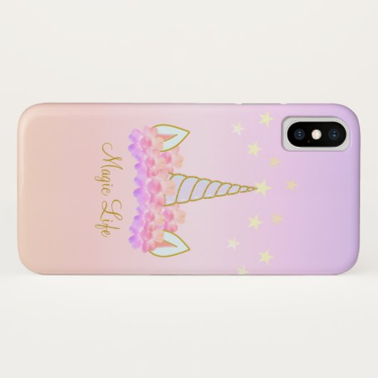 Coques Case-Mate iPhone Unicorn Fleurs et étoiles (Dos (Horizontal))