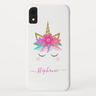Case-Mate iPhone Case Unicorn Flowers Parties scintillant d'or personnal
