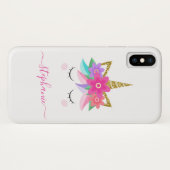 Coques Case-Mate iPhone Unicorn Flowers Parties scintillant d'or personnal (Dos (Horizontal))