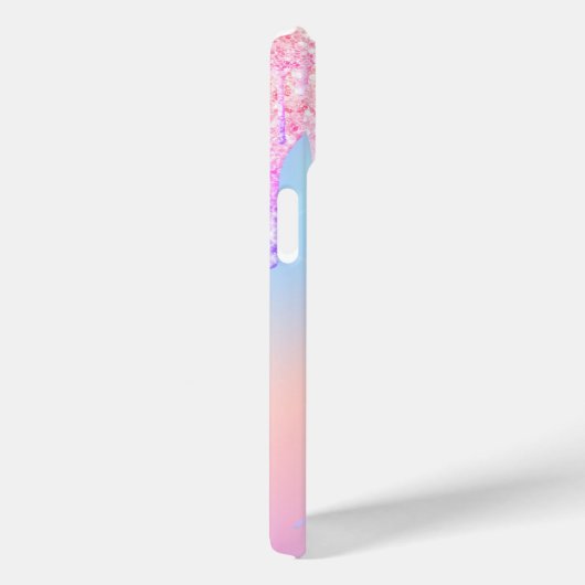 Coques Case-Mate iPhone Unicorn rose nom holographique gouttes (Verso / Droite)