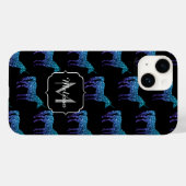 Coques Case-Mate iPhone Unicorn Sparkles aqua blue ombre motif Monogramme (Verso (horizontal))