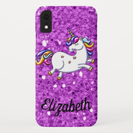Coques Case-Mate iPhone Unicorne à Parties scintillant violette (Dos)