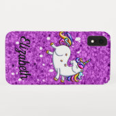 Coques Case-Mate iPhone Unicorne à Parties scintillant violette (Dos (Horizontal))