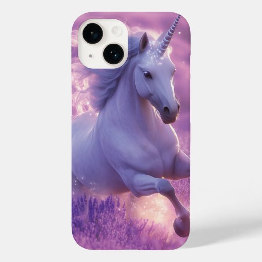 Coques Case-Mate iPhone Unicorne blanche majestueuse à travers la lavande (Verso)