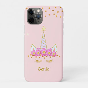 Case-Mate iPhone Case Unicorne, Confetti d'or et Fleurs sur rose clair