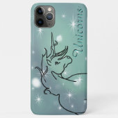 Coques Case-Mate iPhone Unicorne fleurie (vert brumeux avec étoiles) (Dos)