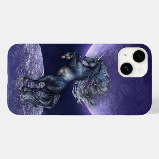 Coques Case-Mate iPhone Unicorne Lune violet (Verso (horizontal))