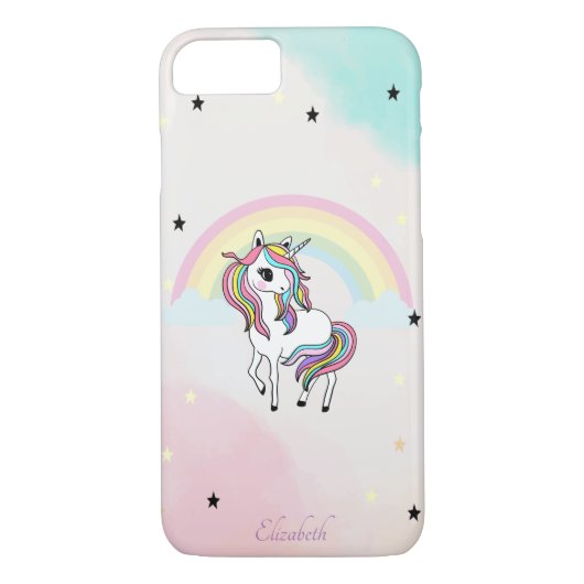 Coques Case-Mate iPhone Unicorne magique, Arc en ciel, Étoiles (Dos)
