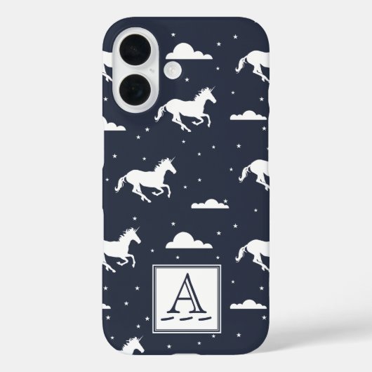 Coques Case-Mate iPhone Unicorne Midnight Sky Motif Monogramme (Verso)