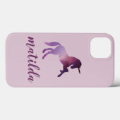 Coques Case-Mate iPhone unicorne mignonne mauve magique (Verso (horizontal))