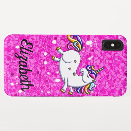 Coques Case-Mate iPhone Unicorne Parties scintillant rose (Dos (Horizontal))