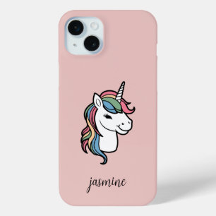Coque iPhone 15 Mini Unicorne personnalisée avec Rainbow Mane