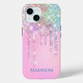 Coques Case-Mate iPhone Unicorne rose mignonne Parties scintillant arc-en- (Verso)