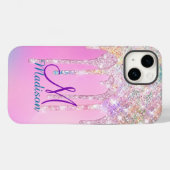Coques Case-Mate iPhone Unicorne rose mignonne Parties scintillant arc-en- (Verso (horizontal))