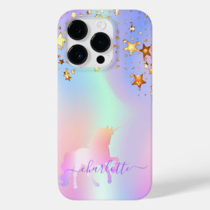 Coque Pour iPhone 14 Pro Unicorne rose rose rose or blush étoiles holograph