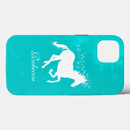 Coques Case-Mate iPhone Unicorne Turquoise Personnalisée (Verso (horizontal))