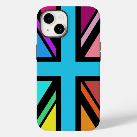 Coques Case-Mate iPhone Union Jack/Drapeau Multicolore+Noir (Verso)