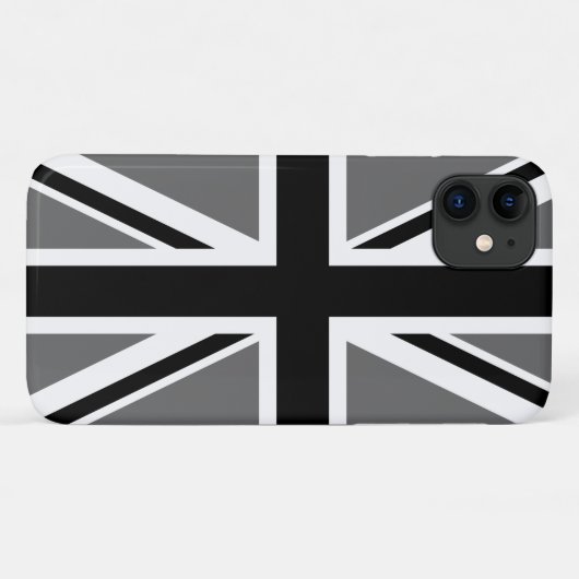Coques Case-Mate iPhone Union Jack gris noir et blanc (Dos (Horizontal))