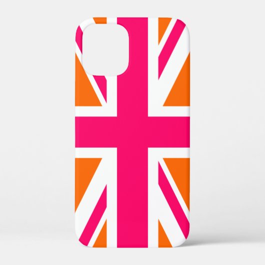 Coques Case-Mate iPhone Union Jack rose et orange vif (Verso)