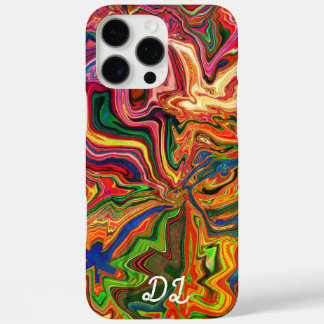 Coques iPhone 16 Pro Max Unique Abstrait Marbré Liquified Orange