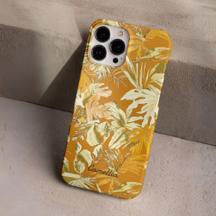 Coques iPhone 16 Pro Unique Feuille Tropicale Jaune Moderne Personnalis