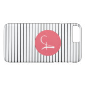 Coques Case-Mate iPhone Unique Monogramme noir blanc rose rayé (Dos (Horizontal))
