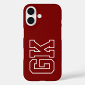Coques Case-Mate iPhone Université Burgundy Vert Initiales Monogramme Vars (Verso)