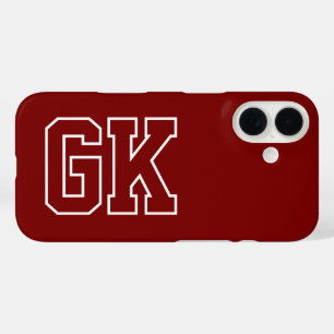Coques iPhone 16 Université Burgundy Vert Initiales Monogramme Vars