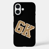 Coques Case-Mate iPhone Université Noir Or Blanc Monogramme Initiales (Verso)