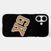 Coques Case-Mate iPhone Université Noir Or Blanc Monogramme Initiales (Verso (horizontal))