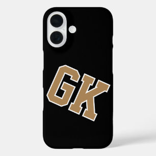 Coques iPhone 16 Université Noir Or Blanc Monogramme Initiales